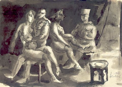 Salon with French Soldiers